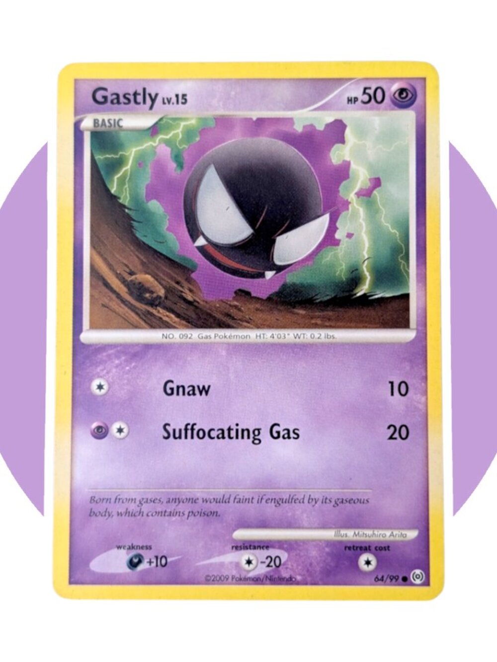 Arceus Pokemon Card (A44): Gastly 64/99, Mitsuhiro Arita